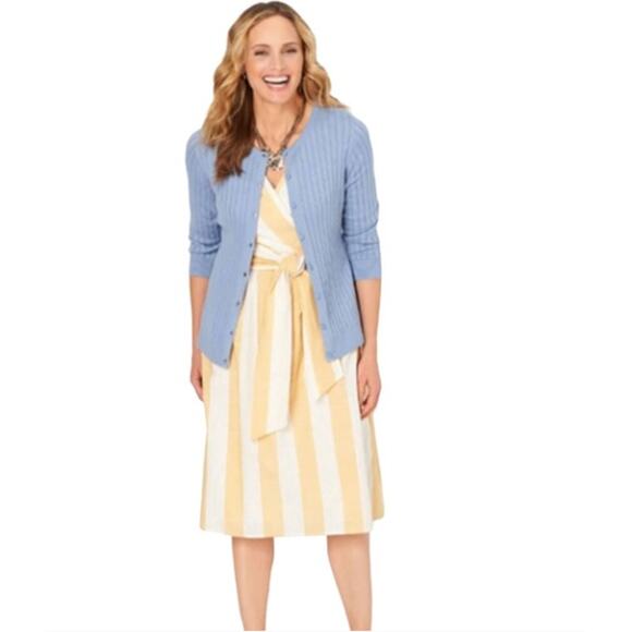 CHRISTOPHER & BANKS NWT Yellow & White Striped Midi Dress // 16 - Picture 10 of 10